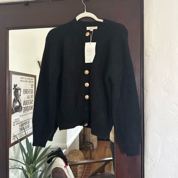 Sezane Sweaters - Sezane Othello Black Cardigan with Gold Buttons